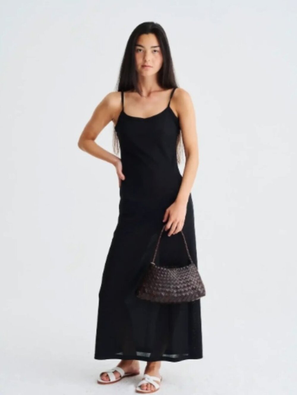 Dragon Diffusion Rosanna Woven Leather Baguette Bag Dark Brown